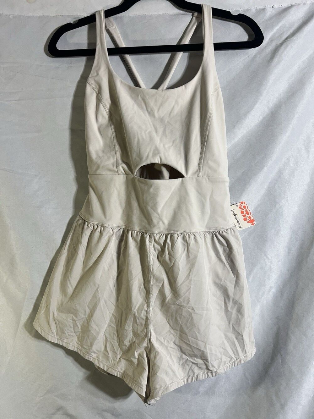 NWT Free People FP Movement Runsie Med Mineral Bath Ivory Romper Athleisure Gym